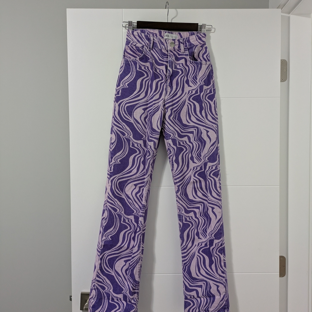 Zara Purple Swirl Patterned Pants